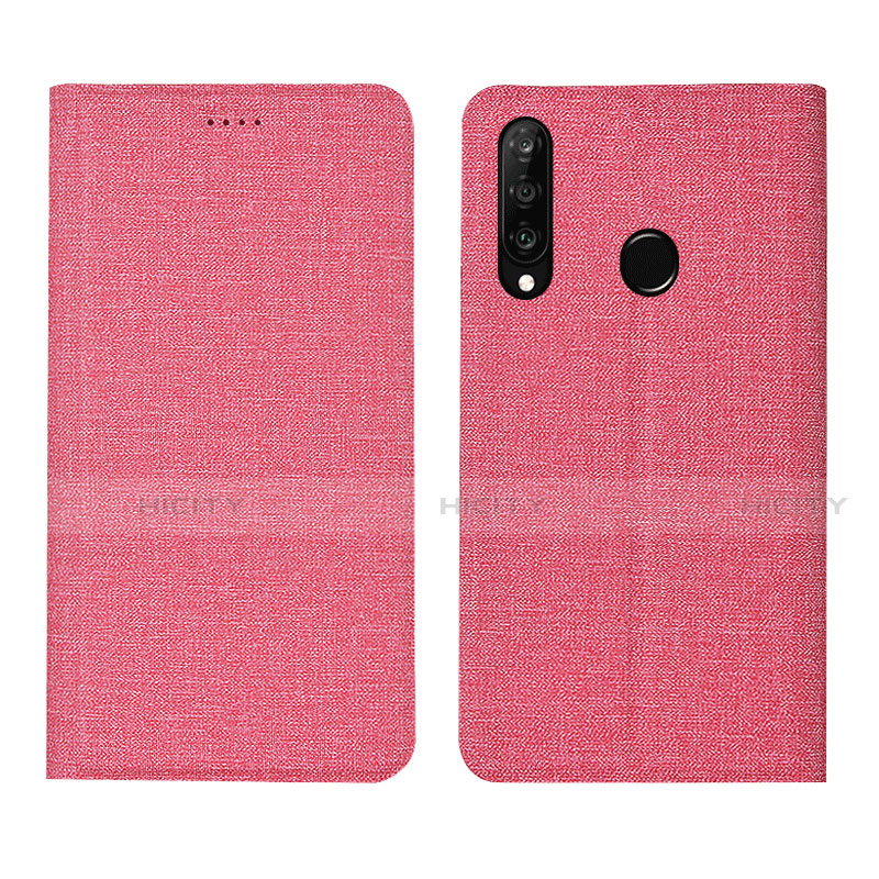 Coque Clapet Portefeuille Livre Tissu H01 pour Huawei Nova 4e Rose Plus
