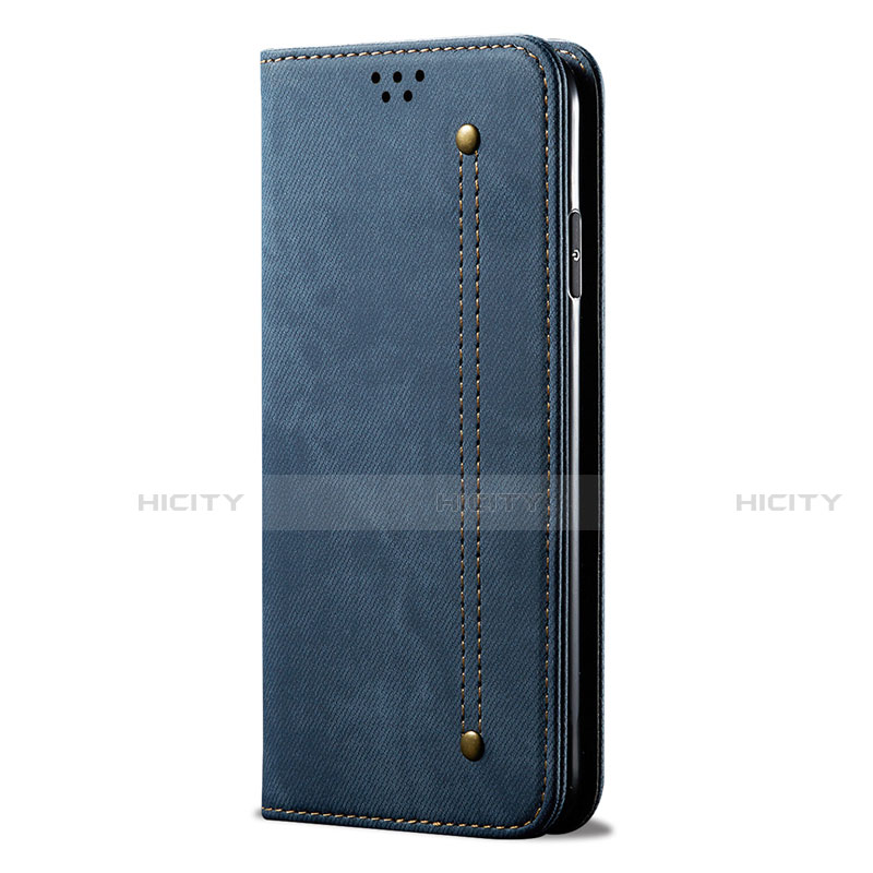 Coque Clapet Portefeuille Livre Tissu H01 pour Huawei P40 Lite 5G Bleu Plus