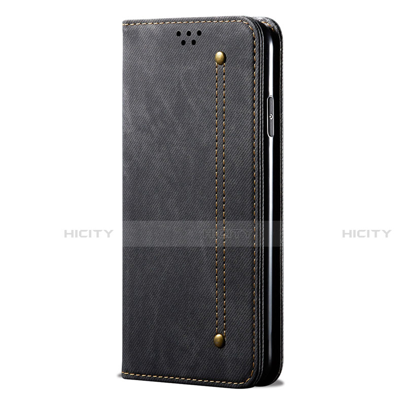 Coque Clapet Portefeuille Livre Tissu H01 pour Huawei P40 Lite 5G Noir Plus
