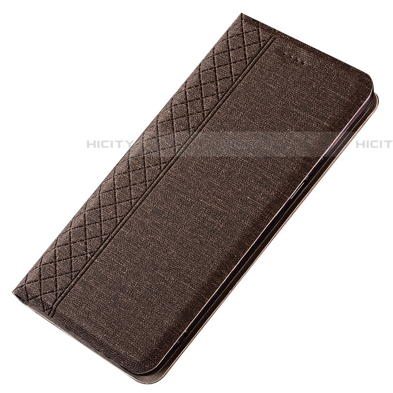 Coque Clapet Portefeuille Livre Tissu H01 pour Samsung Galaxy A70S Marron Plus