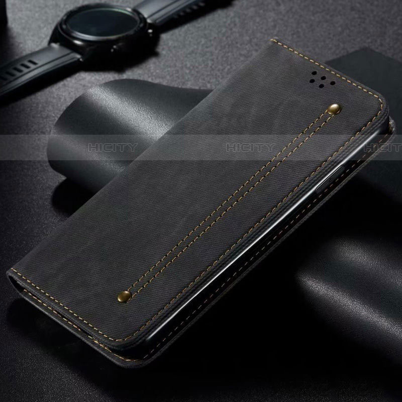 Coque Clapet Portefeuille Livre Tissu H01 pour Samsung Galaxy S20 Ultra Noir Plus