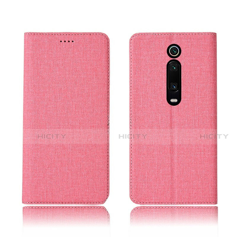 Coque Clapet Portefeuille Livre Tissu H01 pour Xiaomi Mi 9T Pro Rose Plus