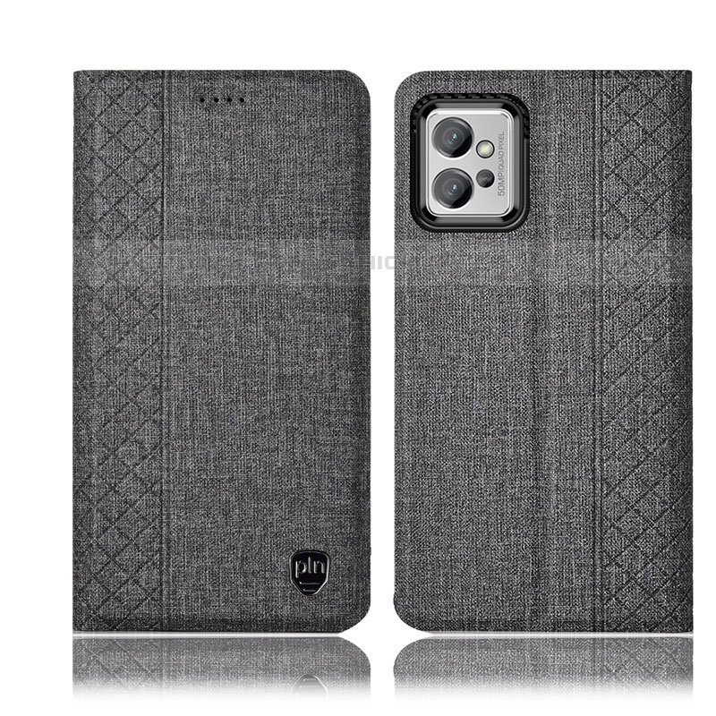 Coque Clapet Portefeuille Livre Tissu H12P pour Motorola Moto G32 Gris Plus