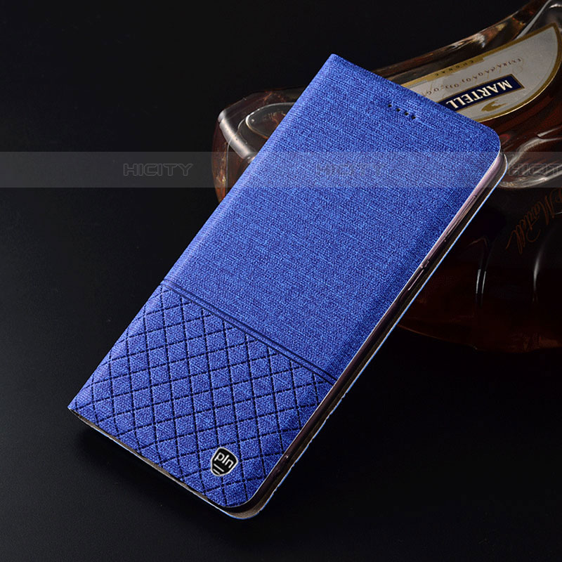 Coque Clapet Portefeuille Livre Tissu H12P pour Samsung Galaxy F23 5G Bleu Plus