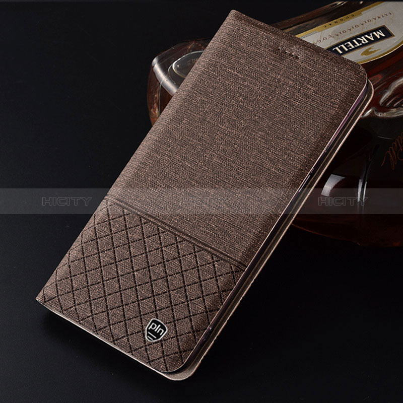 Coque Clapet Portefeuille Livre Tissu H12P pour Samsung Galaxy M11 Marron Plus