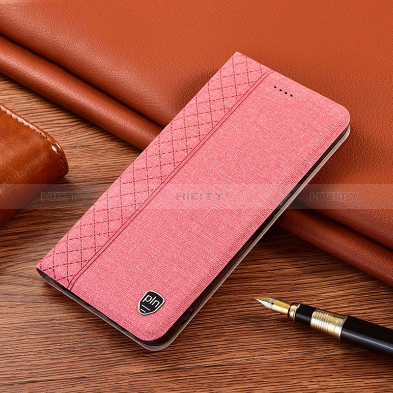 Coque Clapet Portefeuille Livre Tissu H12P pour Samsung Galaxy Note 20 5G Rose Plus