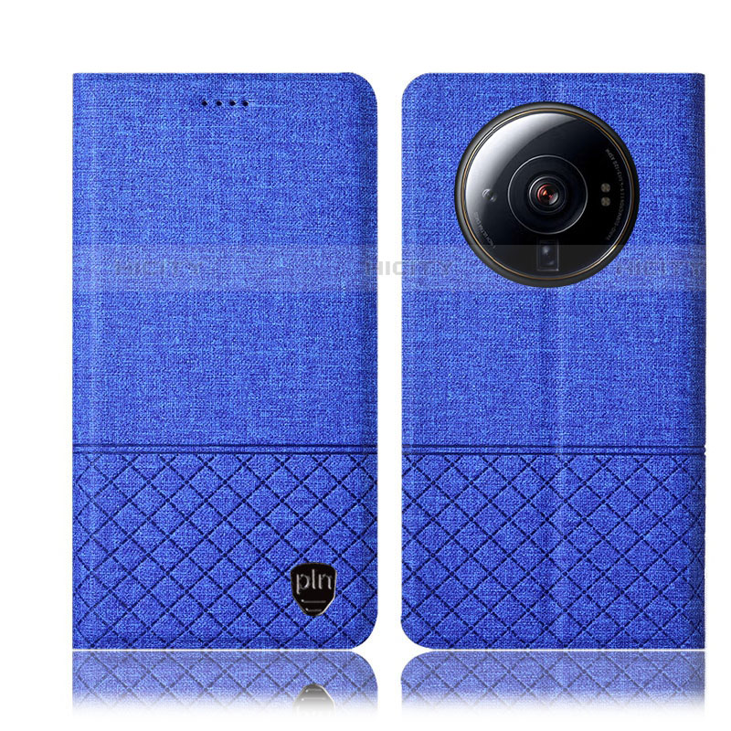 Coque Clapet Portefeuille Livre Tissu H12P pour Xiaomi Mi 12 Ultra 5G Bleu Plus