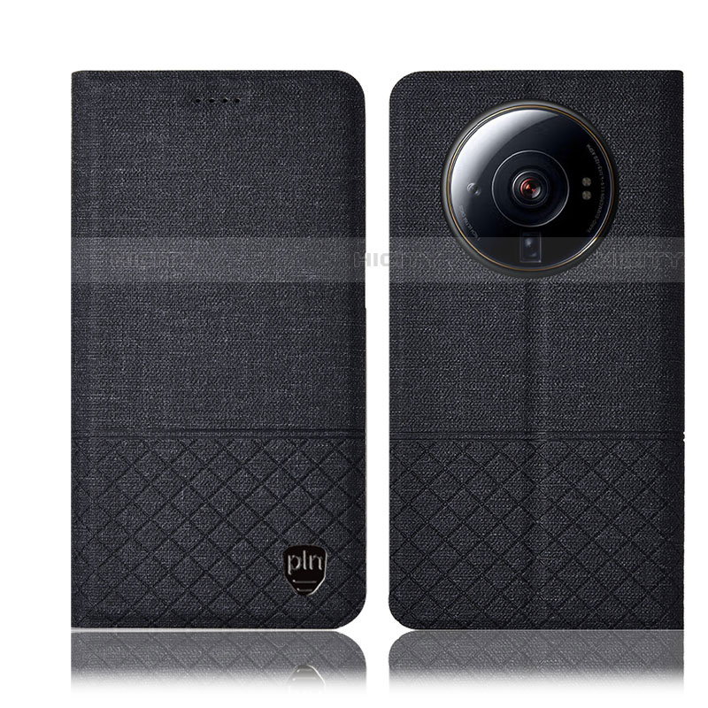 Coque Clapet Portefeuille Livre Tissu H12P pour Xiaomi Mi 12S Ultra 5G Noir Plus