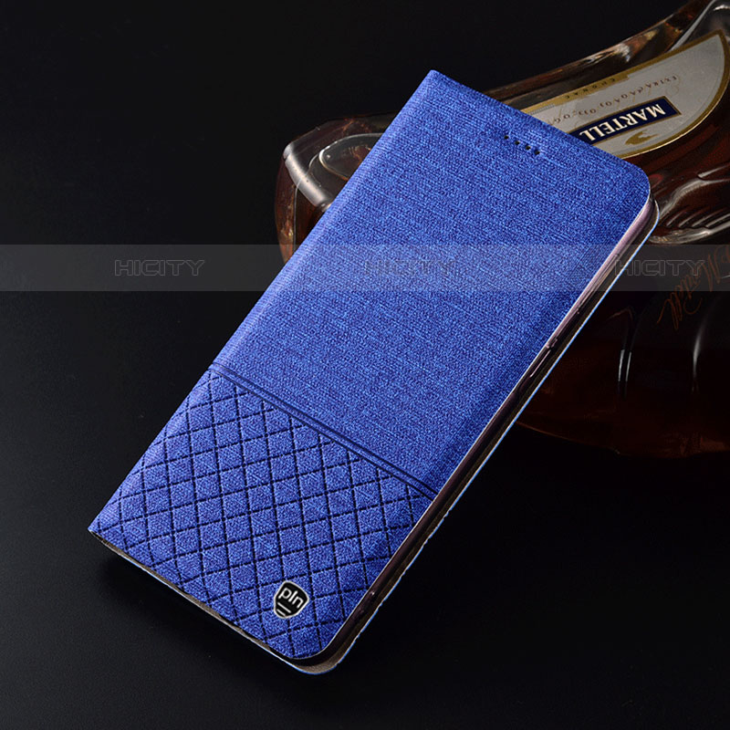 Coque Clapet Portefeuille Livre Tissu H13P pour Motorola Moto Edge S 5G Bleu Plus