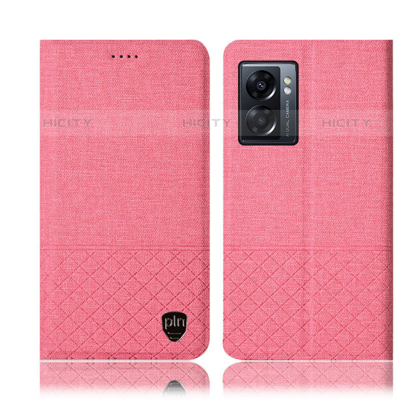 Coque Clapet Portefeuille Livre Tissu H13P pour OnePlus Nord N300 5G Rose Plus