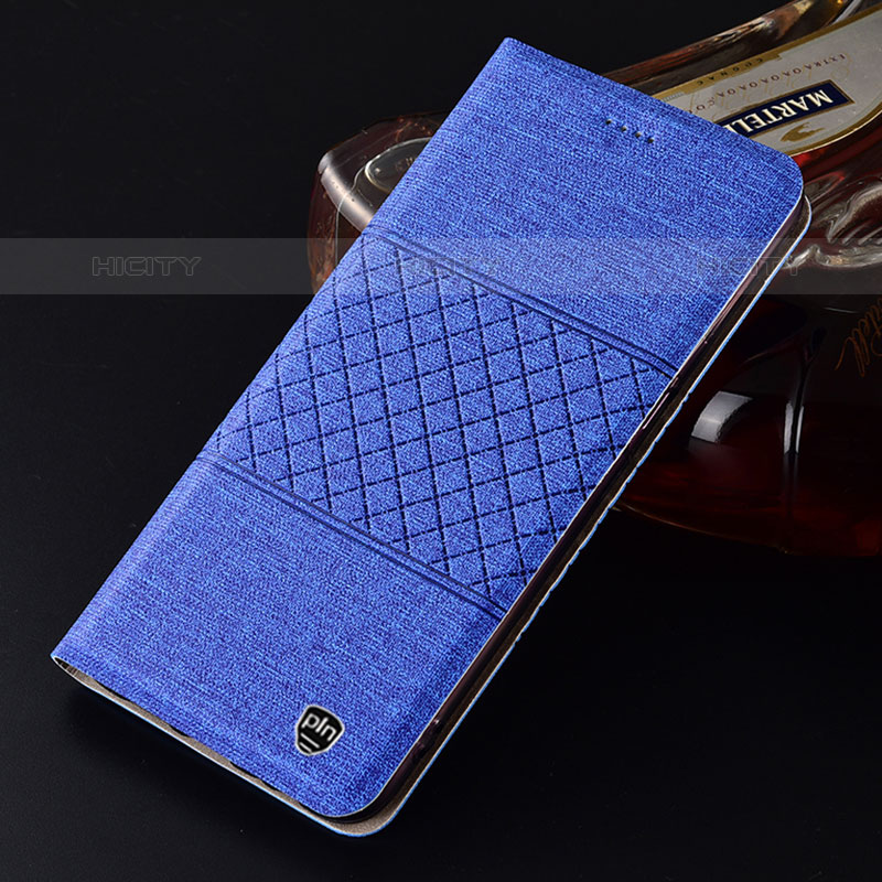 Coque Clapet Portefeuille Livre Tissu H13P pour Samsung Galaxy M62 4G Bleu Plus