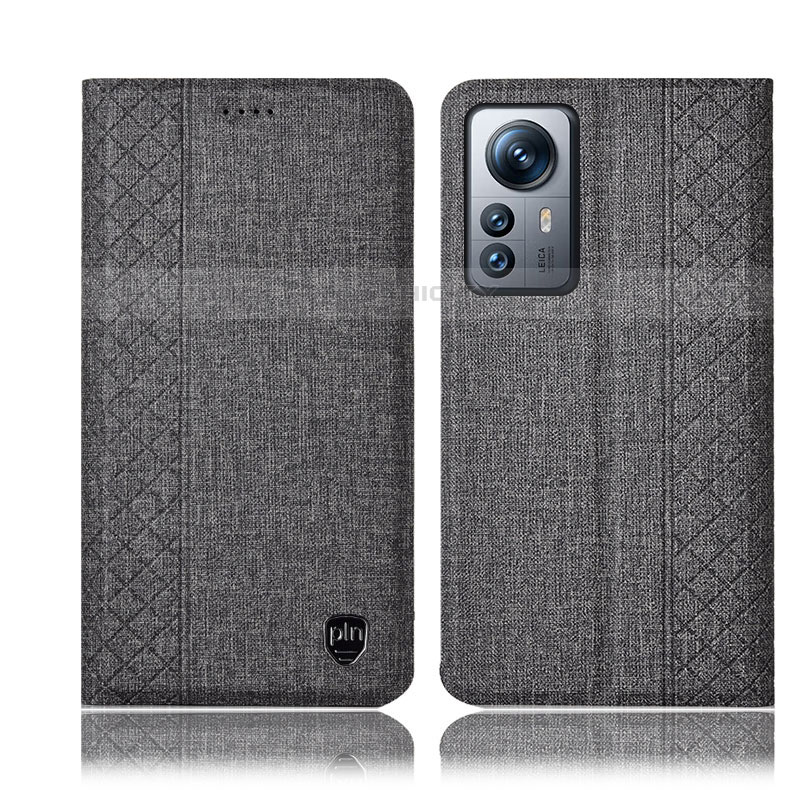 Coque Clapet Portefeuille Livre Tissu H14P pour Xiaomi Mi 12 Lite 5G Gris Plus