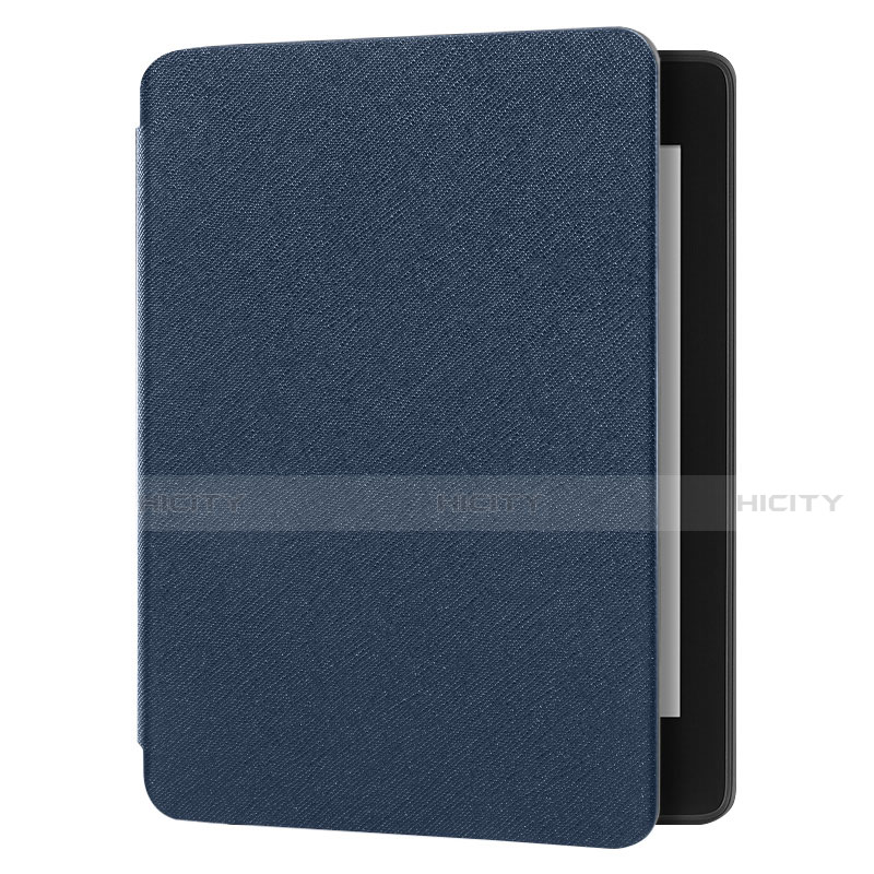 Coque Clapet Portefeuille Livre Tissu pour Amazon Kindle 6 inch Bleu Plus