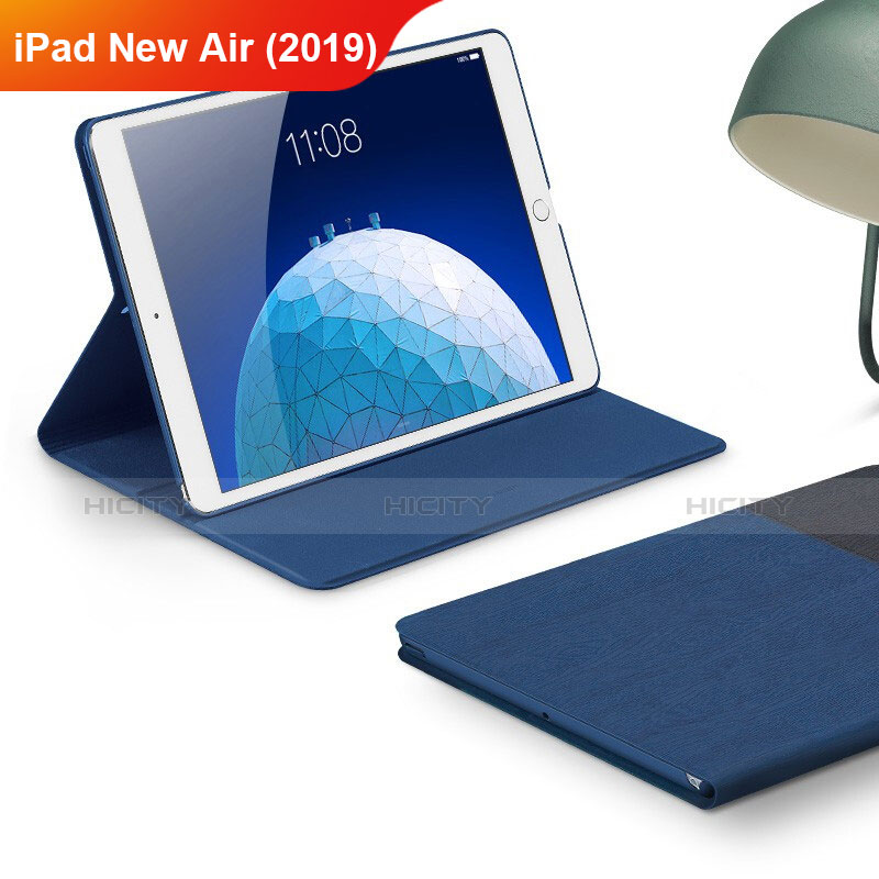 Coque Clapet Portefeuille Livre Tissu pour Apple iPad New Air (2019) 10.5 Bleu Plus