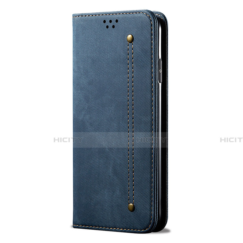 Coque Clapet Portefeuille Livre Tissu pour Huawei Honor 30 Bleu Plus