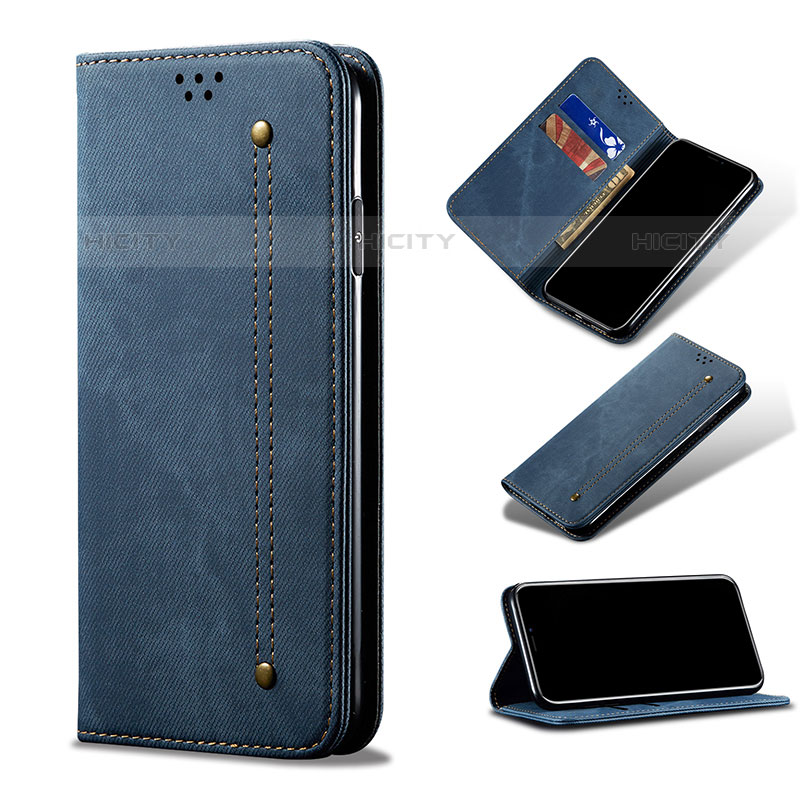 Coque Clapet Portefeuille Livre Tissu pour Samsung Galaxy M01s Plus