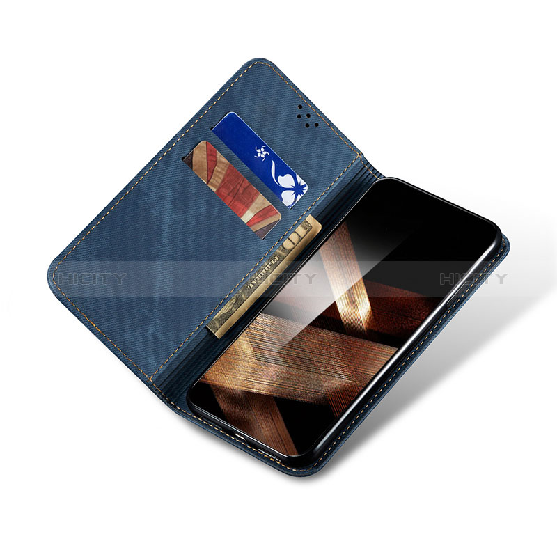 Coque Clapet Portefeuille Livre Tissu pour Samsung Galaxy S24 Plus 5G Plus