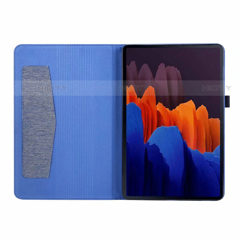 Coque Clapet Portefeuille Livre Tissu pour Samsung Galaxy Tab S7 11 Wi-Fi SM-T870 Plus