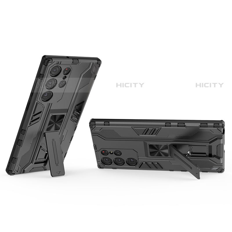 Coque Contour Silicone et Plastique Housse Etui Mat avec Aimant Magnetique Support A03 pour Samsung Galaxy S23 Ultra 5G Plus