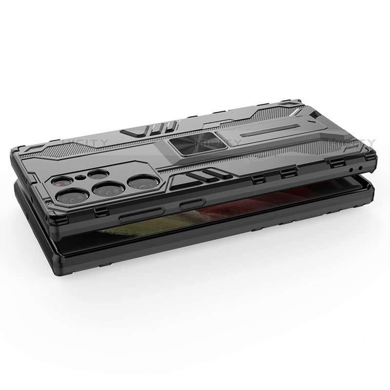 Coque Contour Silicone et Plastique Housse Etui Mat avec Aimant Magnetique Support A03 pour Samsung Galaxy S23 Ultra 5G Plus