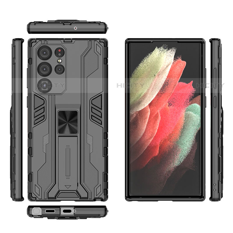 Coque Contour Silicone et Plastique Housse Etui Mat avec Aimant Magnetique Support A03 pour Samsung Galaxy S23 Ultra 5G Plus