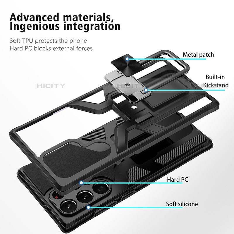 Coque Contour Silicone et Plastique Housse Etui Mat avec Aimant Magnetique Support A05 pour Samsung Galaxy S23 Ultra 5G Plus