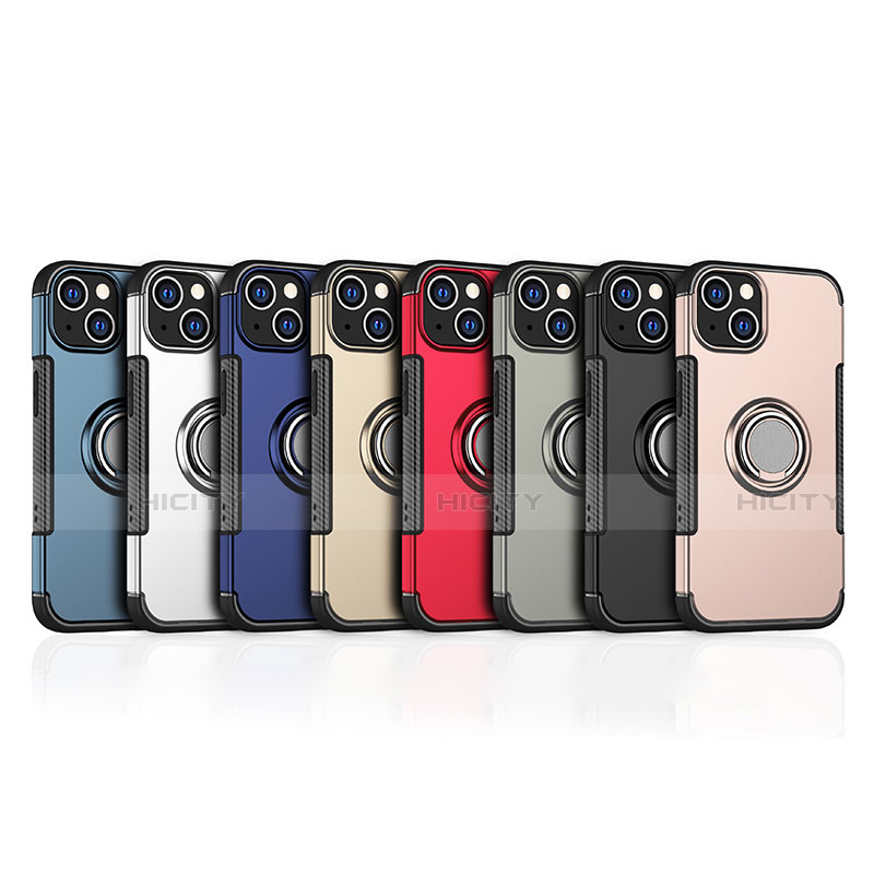 Coque Contour Silicone et Plastique Housse Etui Mat avec Aimant Magnetique Support A08 pour Apple iPhone 15 Plus Plus