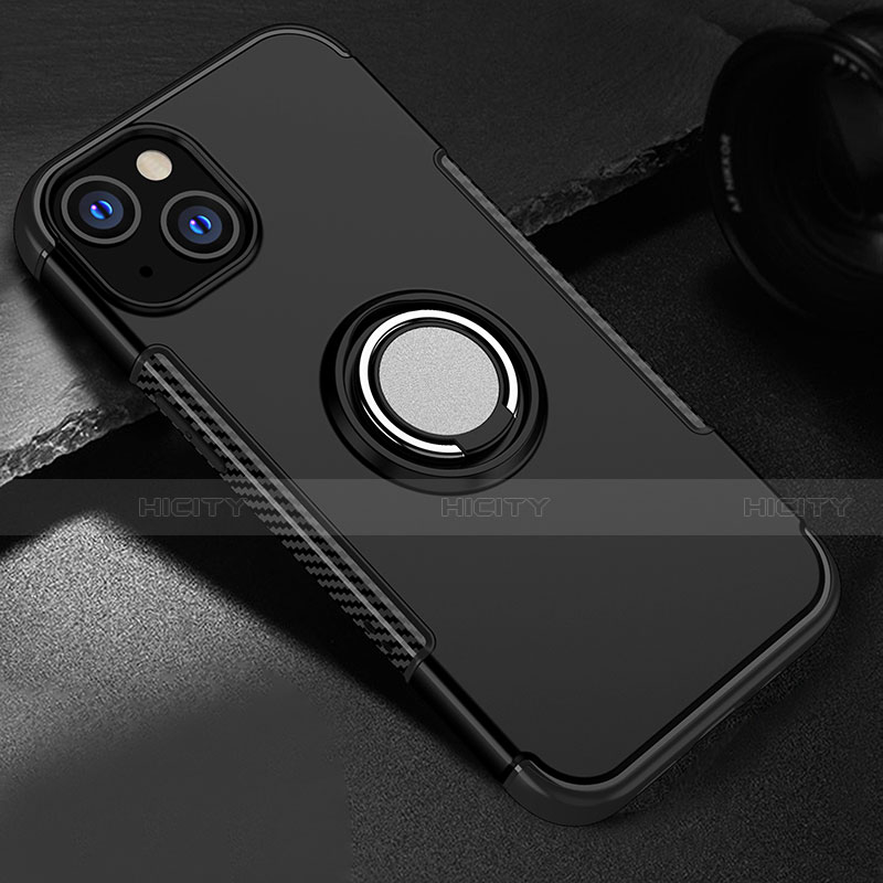 Coque Contour Silicone et Plastique Housse Etui Mat avec Aimant Magnetique Support A08 pour Apple iPhone 15 Plus Plus