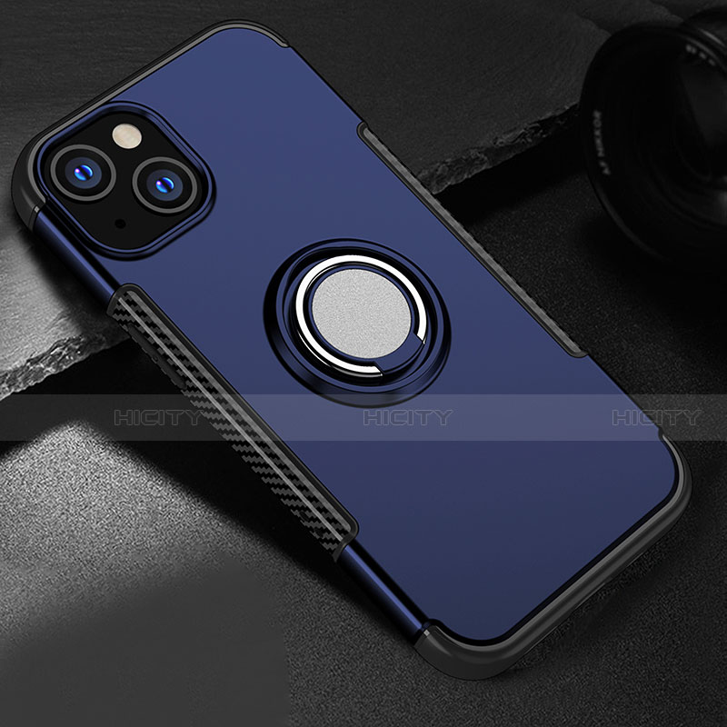 Coque Contour Silicone et Plastique Housse Etui Mat avec Aimant Magnetique Support A08 pour Apple iPhone 15 Plus Plus