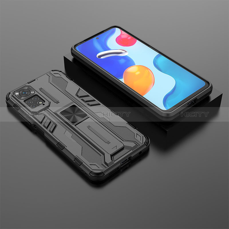 Coque Contour Silicone et Plastique Housse Etui Mat avec Aimant Magnetique Support KC2 pour Xiaomi Redmi Note 11 4G (2022) Plus