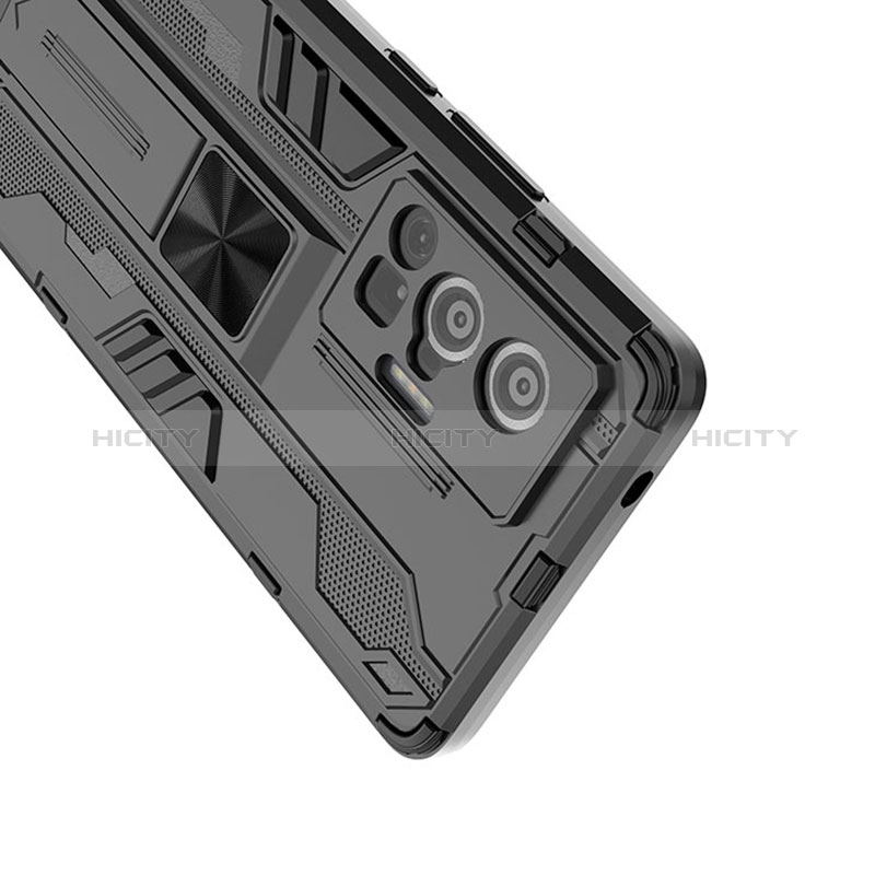 Coque Contour Silicone et Plastique Housse Etui Mat avec Aimant Magnetique Support KC3 pour Vivo X70 Pro 5G Plus