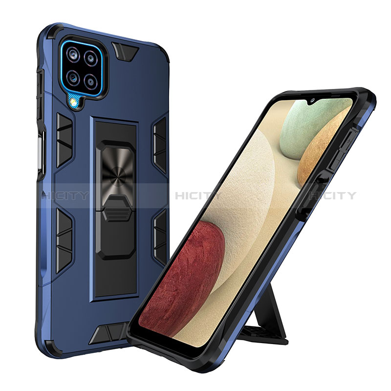Coque Contour Silicone et Plastique Housse Etui Mat avec Aimant Magnetique Support MQ1 pour Samsung Galaxy A12 Nacho Plus