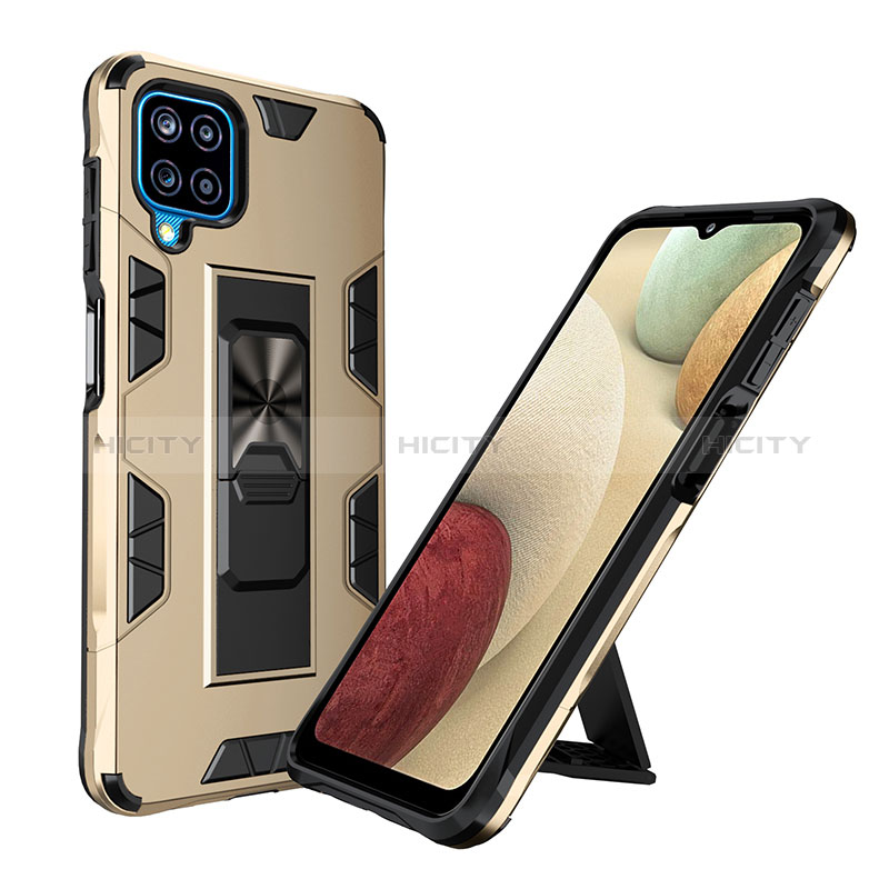 Coque Contour Silicone et Plastique Housse Etui Mat avec Aimant Magnetique Support MQ1 pour Samsung Galaxy A12 Nacho Plus