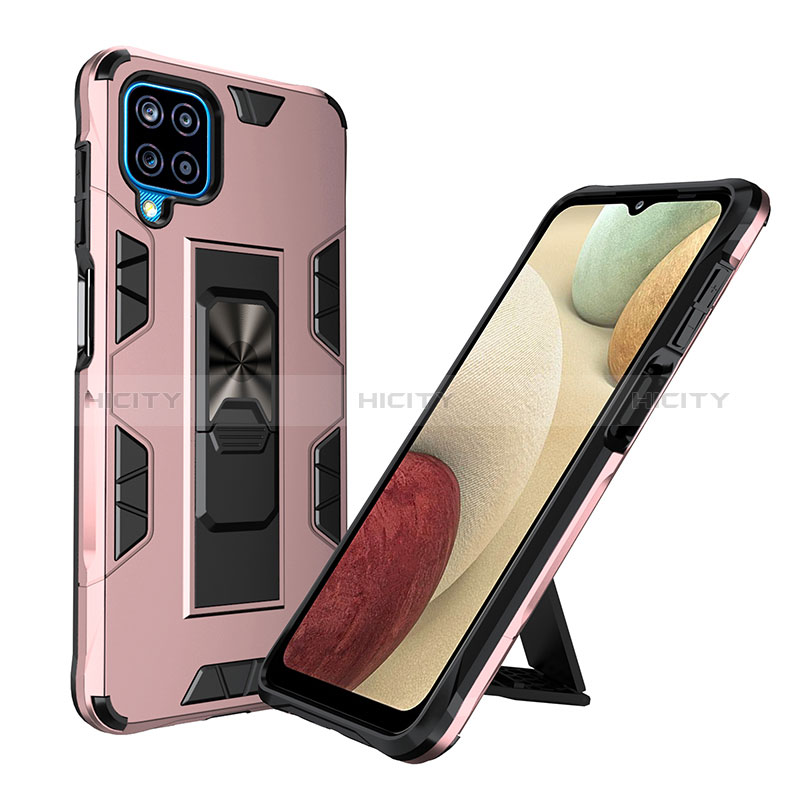 Coque Contour Silicone et Plastique Housse Etui Mat avec Aimant Magnetique Support MQ1 pour Samsung Galaxy A12 Nacho Plus