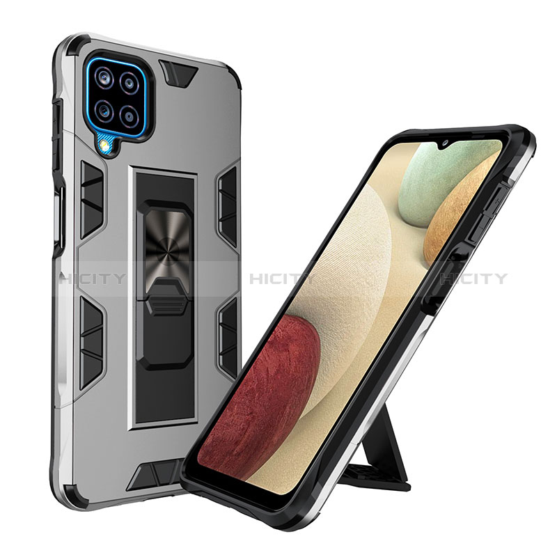 Coque Contour Silicone et Plastique Housse Etui Mat avec Aimant Magnetique Support MQ1 pour Samsung Galaxy A12 Nacho Plus