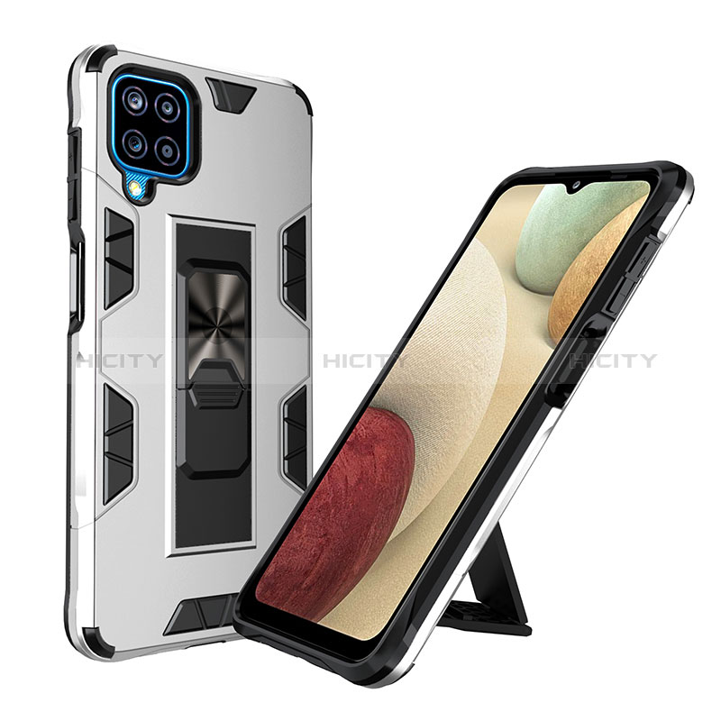 Coque Contour Silicone et Plastique Housse Etui Mat avec Aimant Magnetique Support MQ1 pour Samsung Galaxy A12 Nacho Plus