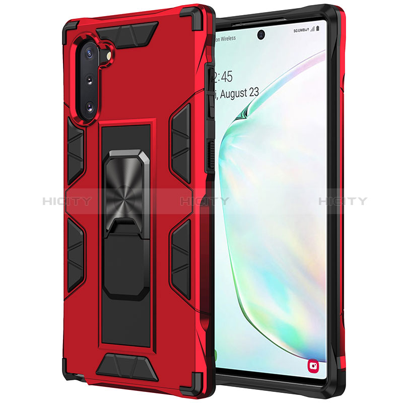 Coque Contour Silicone et Plastique Housse Etui Mat avec Aimant Magnetique Support MQ1 pour Samsung Galaxy Note 10 5G Rouge Plus