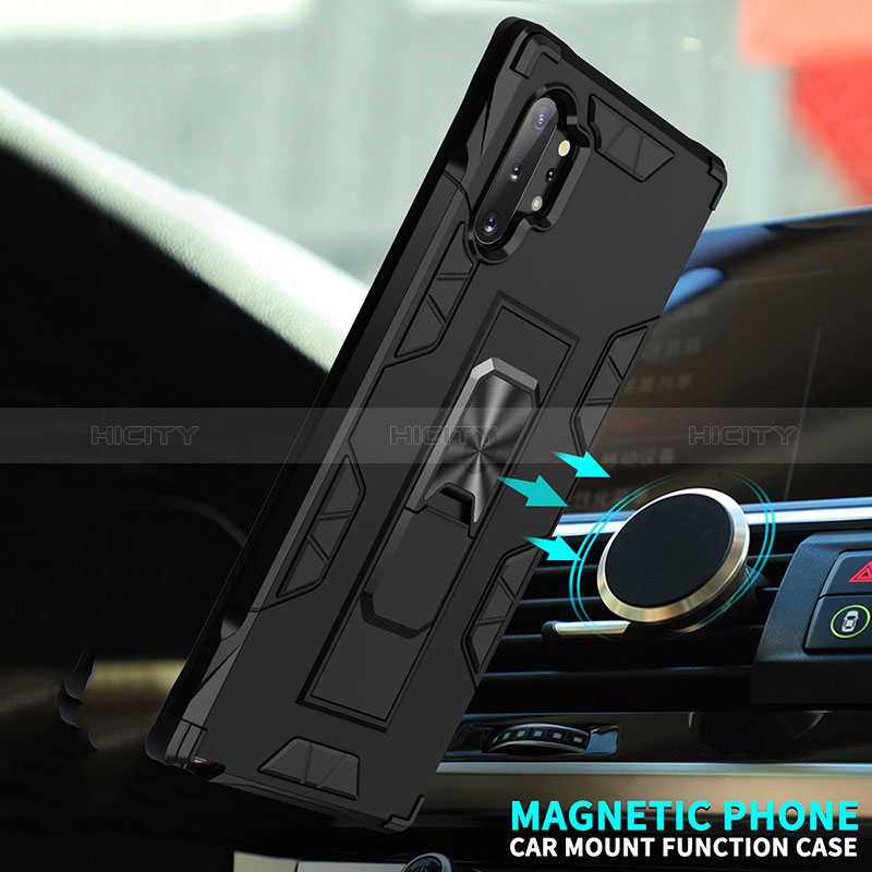 Coque Contour Silicone et Plastique Housse Etui Mat avec Aimant Magnetique Support MQ1 pour Samsung Galaxy Note 10 Plus 5G Plus