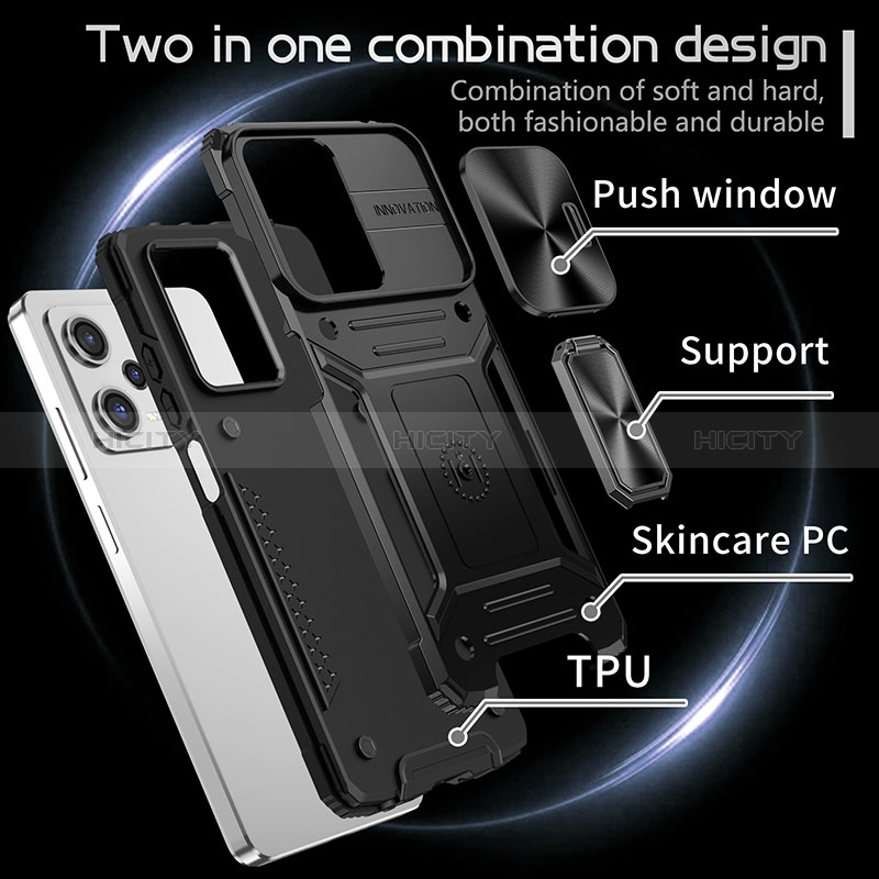 Coque Contour Silicone et Plastique Housse Etui Mat avec Aimant Magnetique Support MQ1 pour Xiaomi Redmi Note 12 Pro 5G Plus