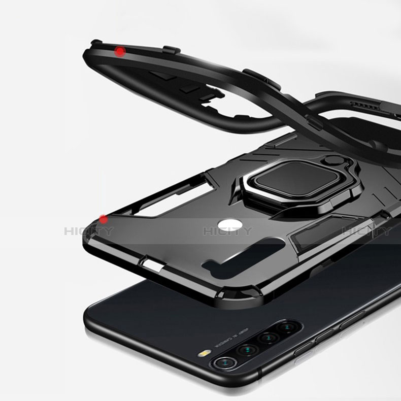 Coque Contour Silicone et Plastique Housse Etui Mat avec Aimant Magnetique Support pour Xiaomi Redmi Note 8 (2021) Plus