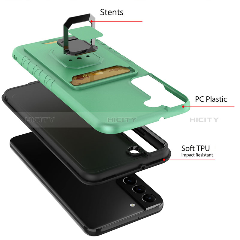Coque Contour Silicone et Plastique Housse Etui Mat avec Magnetique Support Bague Anneau J03S pour Samsung Galaxy S22 5G Plus