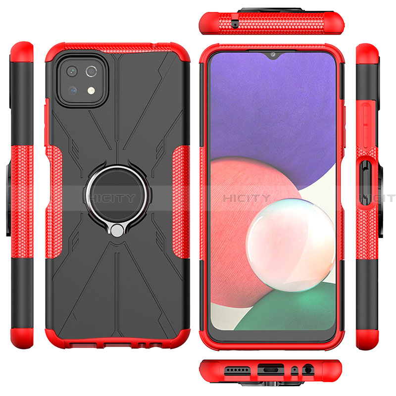 Coque Contour Silicone et Plastique Housse Etui Mat avec Magnetique Support Bague Anneau JX1 pour Samsung Galaxy A22 5G Plus