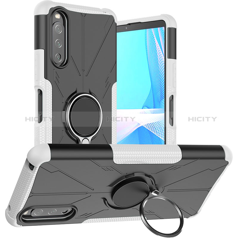 Coque Contour Silicone et Plastique Housse Etui Mat avec Magnetique Support Bague Anneau JX1 pour Sony Xperia 10 III Plus