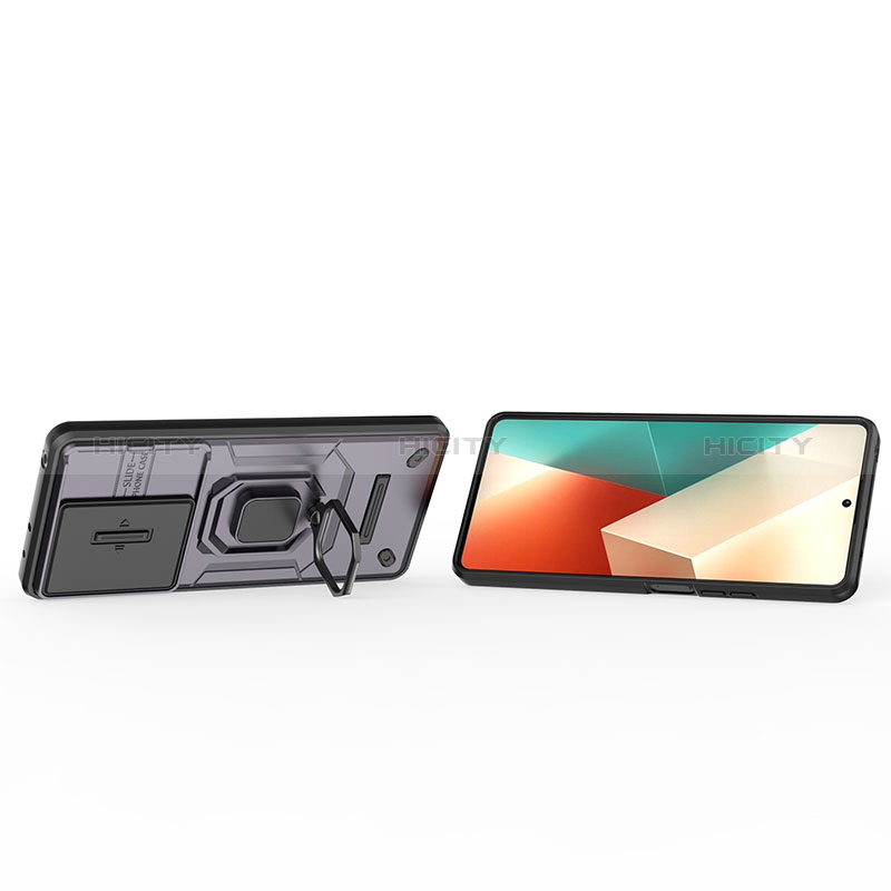 Coque Contour Silicone et Plastique Housse Etui Mat avec Magnetique Support Bague Anneau K2C pour Xiaomi Redmi Note 13 5G Plus