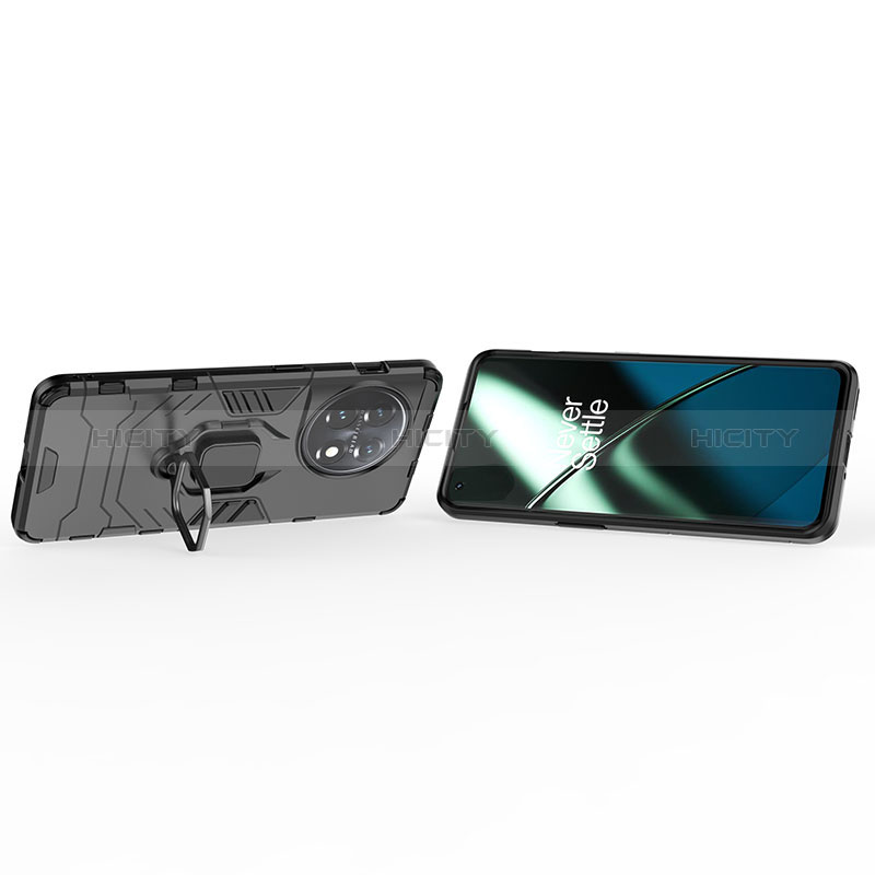 Coque Contour Silicone et Plastique Housse Etui Mat avec Magnetique Support Bague Anneau KC1 pour OnePlus 11 5G Plus