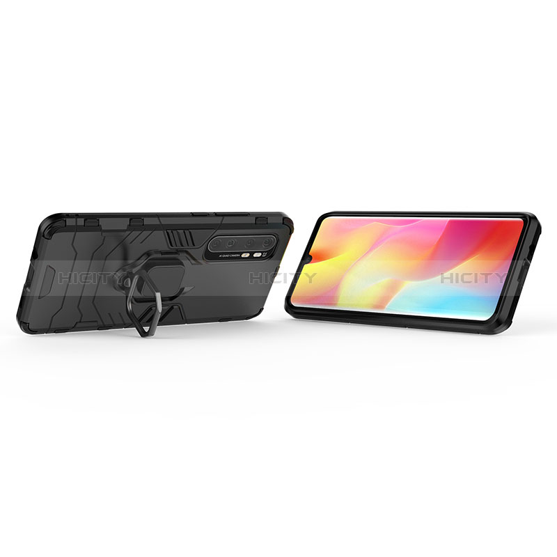 Coque Contour Silicone et Plastique Housse Etui Mat avec Magnetique Support Bague Anneau KC1 pour Xiaomi Mi Note 10 Lite Plus