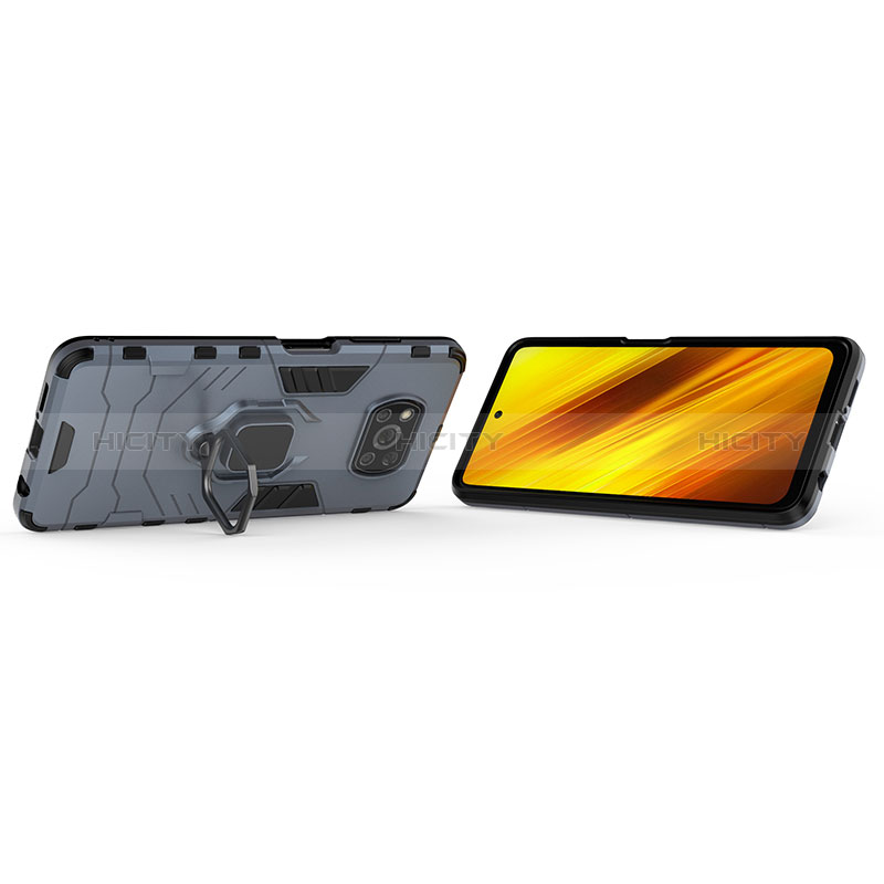 Coque Contour Silicone et Plastique Housse Etui Mat avec Magnetique Support Bague Anneau KC1 pour Xiaomi Poco X3 NFC Plus
