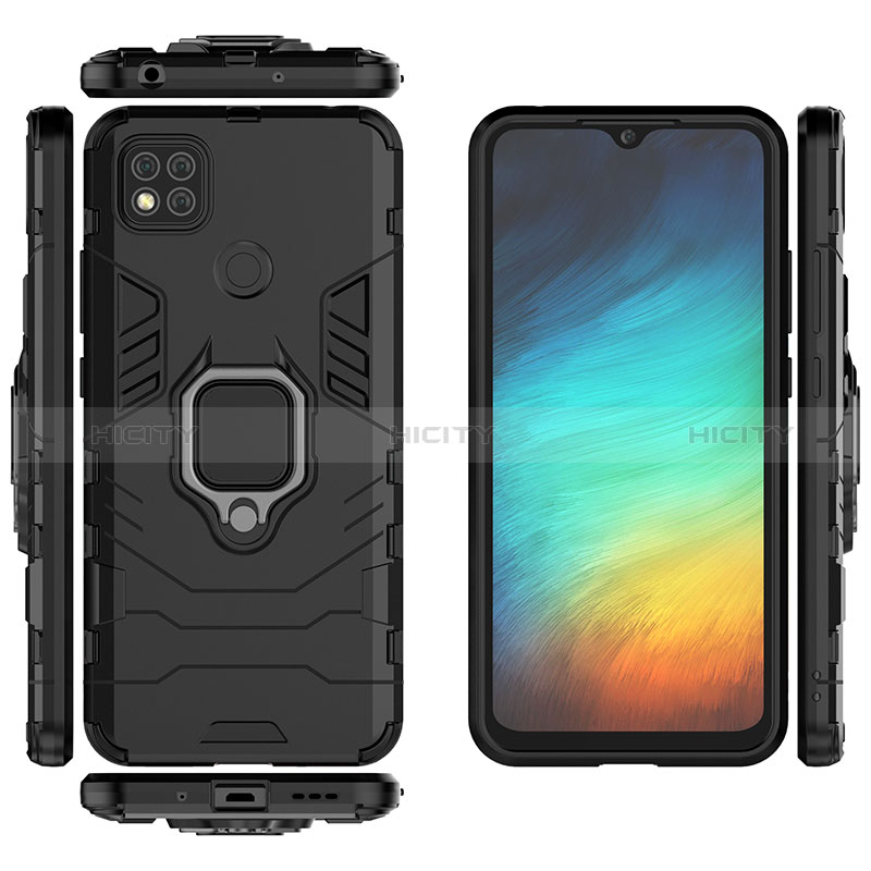 Coque Contour Silicone et Plastique Housse Etui Mat avec Magnetique Support Bague Anneau KC1 pour Xiaomi Redmi 9 India Plus