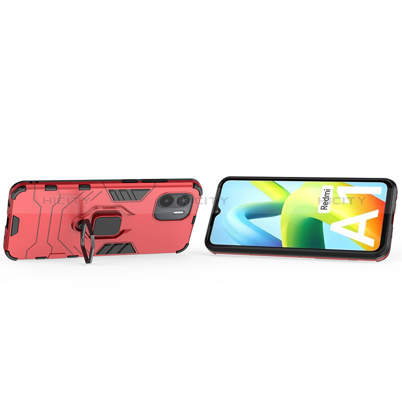 Coque Contour Silicone et Plastique Housse Etui Mat avec Magnetique Support Bague Anneau KC1 pour Xiaomi Redmi A1 Plus