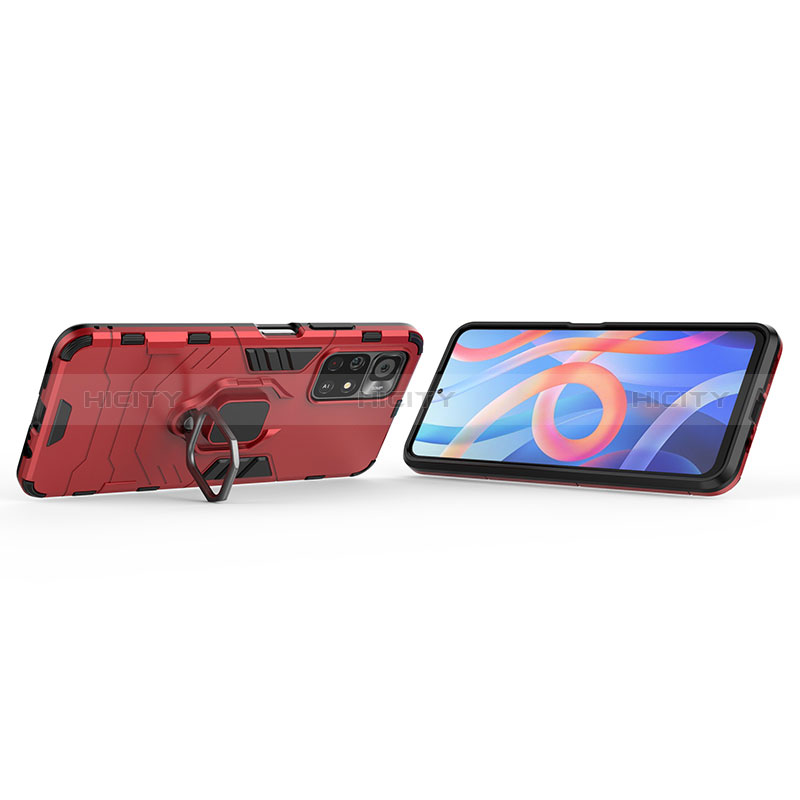 Coque Contour Silicone et Plastique Housse Etui Mat avec Magnetique Support Bague Anneau KC1 pour Xiaomi Redmi Note 11 5G Plus